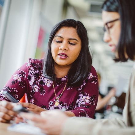 Students studying with phone