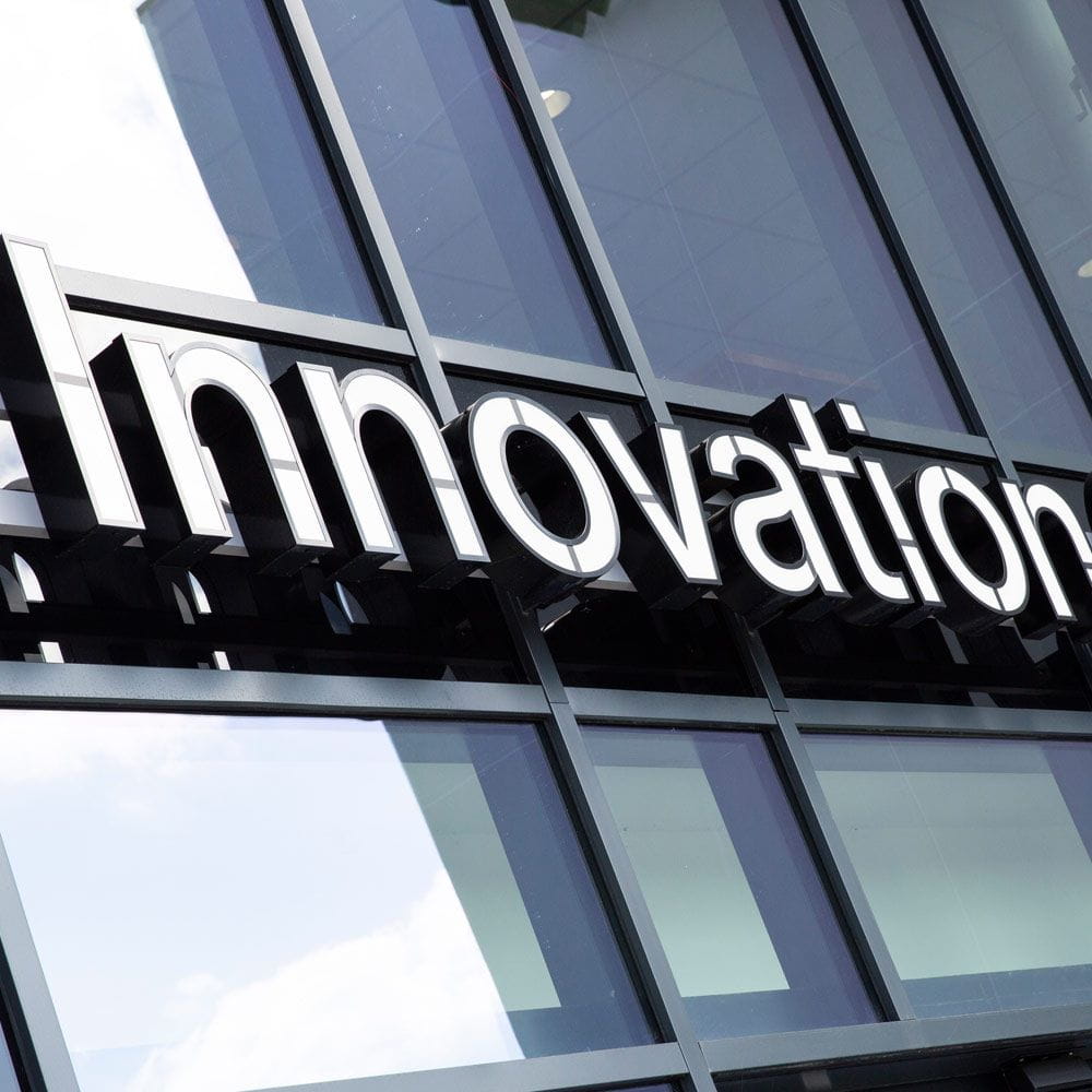 Close up of the front of the Innovation Centre building at Colchester Campus