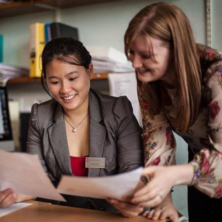 Careers advisor helping a student