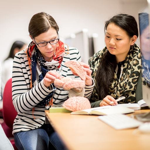 Professor Silke Paulmann with a psychology student